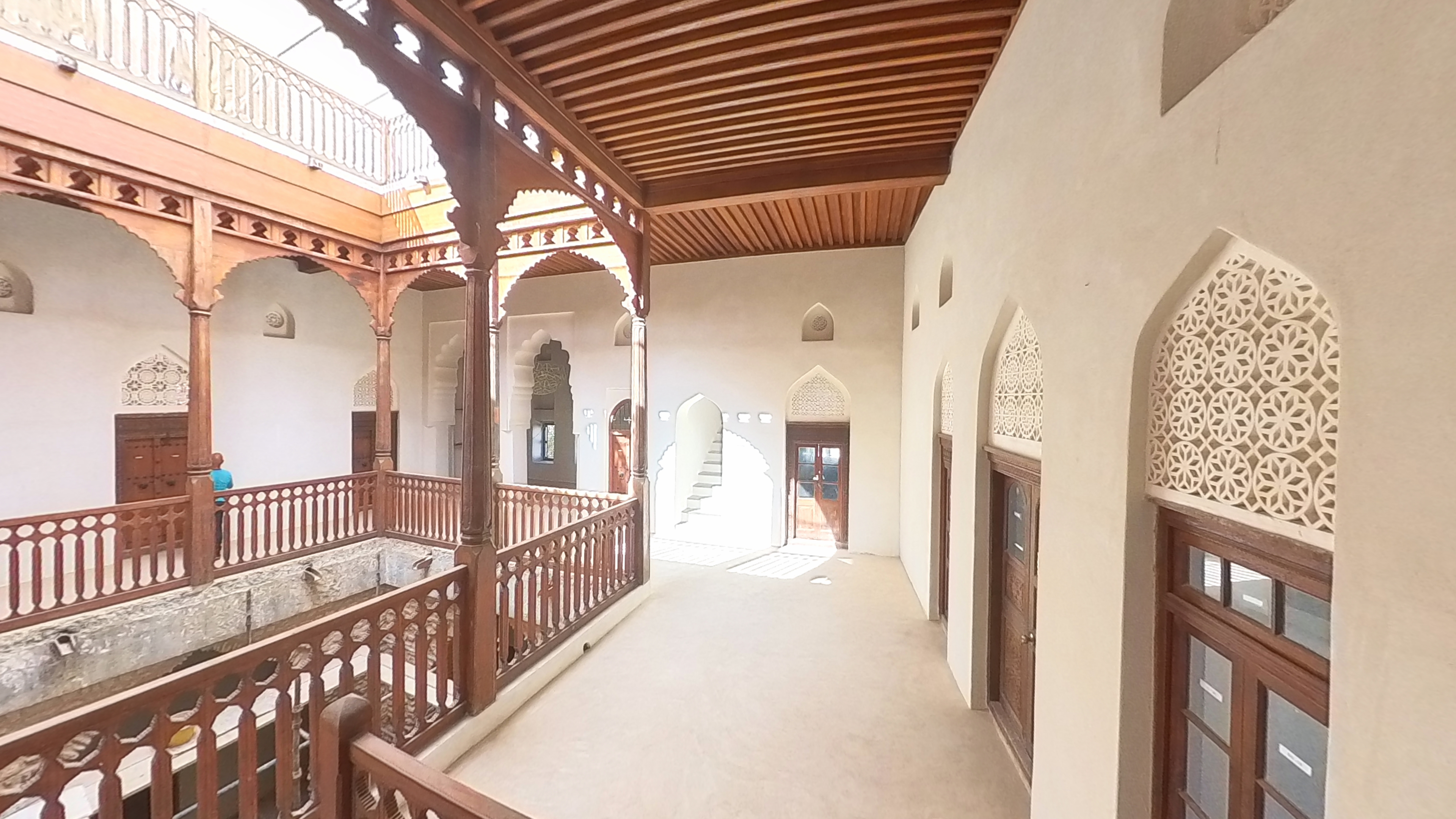 BSN, First floor, Courtyard, after conservation of walls, plaster, Ceilings & curved wooden doors